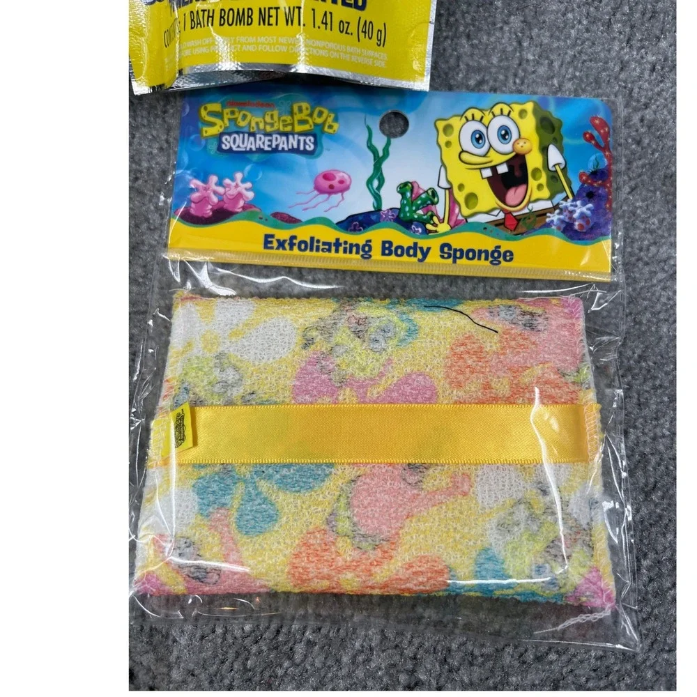 Nickelodeon SpongeBob SquarePants Bath Set 3 Piece Hair Towel Bath Bomb‎ Sponge
